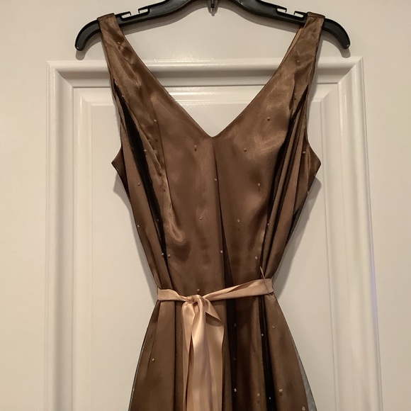 Adrianna Papell Formal Mini Dress Size 12P VNeck Black Beaded Lace Overlay - Picture 2 of 15